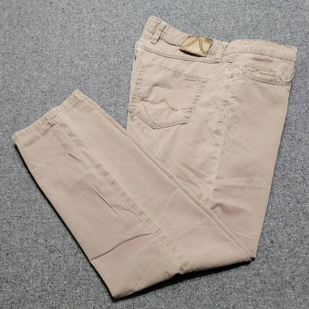 Alberto Jeans Mens 35x28* Tan Pipe Regular Slim Fit Micro Structure Pants